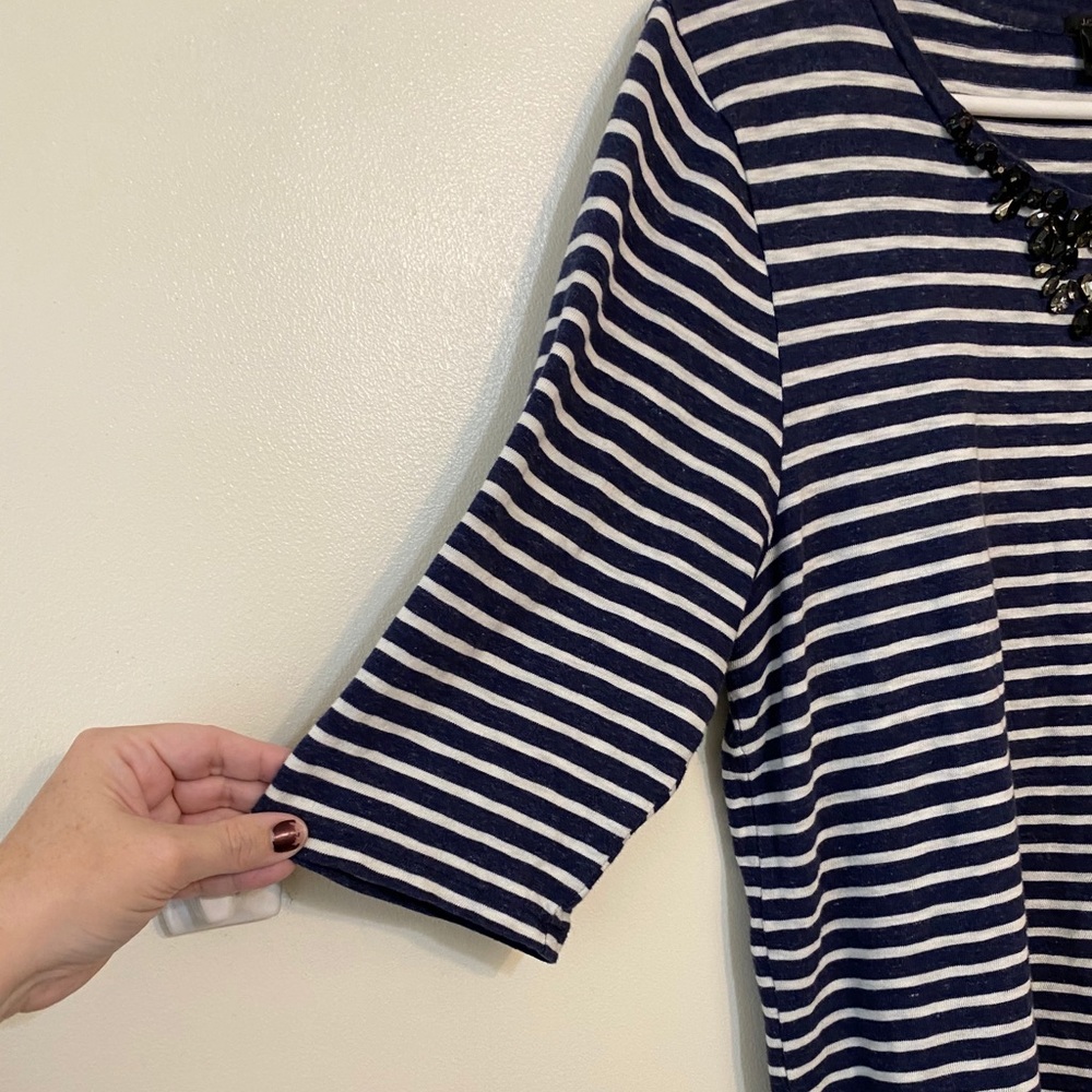 J.Crew navy & white jeweled bling striped t-shirt - Picture 5 of 7